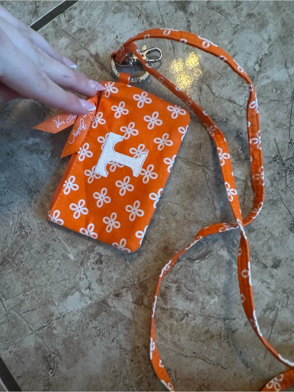 Vera Bradley Orange Floral Lanyard ID Badge Holder- The University of Tennessee